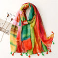 Load image into Gallery viewer, Floral Tassel High-Quality Thin Pashmina Hijab