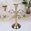 Load image into Gallery viewer, Silver Gold Black Bronze Metal Candlestick Holder Retro 3-Arm Dinner Candelabra Wedding Home Decor Candelabra