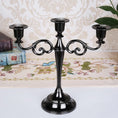 Load image into Gallery viewer, Silver Gold Black Bronze Metal Candlestick Holder Retro 3-Arm Dinner Candelabra Wedding Home Decor Candelabra