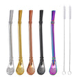 Load image into Gallery viewer, 2pcs Yerba Mate Bombilla Stainless Steel Straws with Cleaning Brush