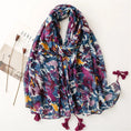 Load image into Gallery viewer, Floral Tassel High-Quality Thin Pashmina Hijab