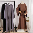 Load image into Gallery viewer, Muslim Abaya with Belt and Lace-Up Kaftan Dress