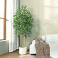 Load image into Gallery viewer, 6ft Ficus Artificial Tree β Faux Silk Plant in White Planter