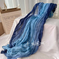 Load image into Gallery viewer, New Gradient Blue Cotton Hemp Scarf for Women