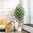 Load image into Gallery viewer, 6ft Ficus Artificial Tree β Faux Silk Plant in White Planter