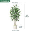 Load image into Gallery viewer, 6ft Ficus Artificial Tree β Faux Silk Plant in White Planter