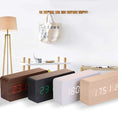 Load image into Gallery viewer, Wooden Square LED Smart Alarm Clocks for Bedrooms, Digital Bedside Clock with Temperature, Voice Control, Desktop Clock