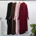 Load image into Gallery viewer, Hooded One-Piece Abaya with Smocking Sleeves for Women