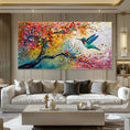 Load image into Gallery viewer, Abstract Colorful Graffiti Tree Hummingbird Landscape Canvas Painting Wall Art Impressionism Poster Print Living Room Home Decor