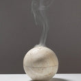 Load image into Gallery viewer, Beige Travertine Sphere Mubkhar Incense Burner Home Decoration Natural Marble Stone Religious Round Ornament Incense Burner