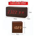 Load image into Gallery viewer, Wooden Square LED Smart Alarm Clocks for Bedrooms, Digital Bedside Clock with Temperature, Voice Control, Desktop Clock
