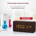 Load image into Gallery viewer, Wooden Square LED Smart Alarm Clocks for Bedrooms, Digital Bedside Clock with Temperature, Voice Control, Desktop Clock
