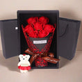 Load image into Gallery viewer, Delight in the 7 Heads Artificial Rose Bouquet with Little Bear Gift Box