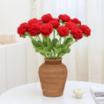 Load image into Gallery viewer, Artificial Flower without Vase, 9 Counts Creative DIY Handwoven Knitted Faux Rose Flowers Bouquet, Decorative Flower for Home De