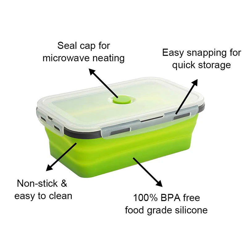 Collapsible Silicone Bento Lunch Box – Portable Food Container