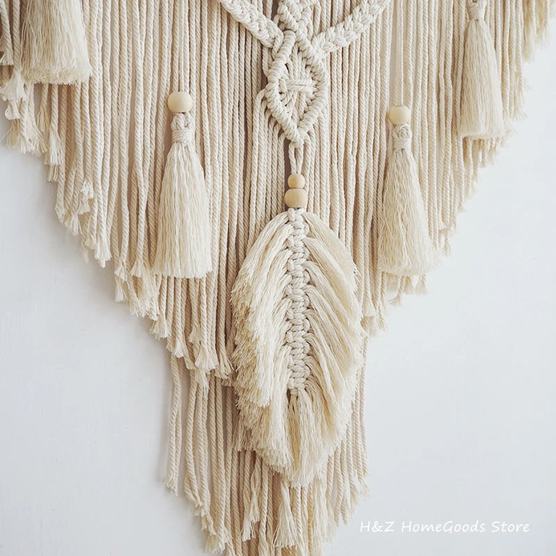 Transform Your Space with Nordic Bohemian Macrame Wall Hanging Tassel Tapestry