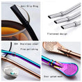 Load image into Gallery viewer, 2pcs Yerba Mate Bombilla Stainless Steel Straws with Cleaning Brush
