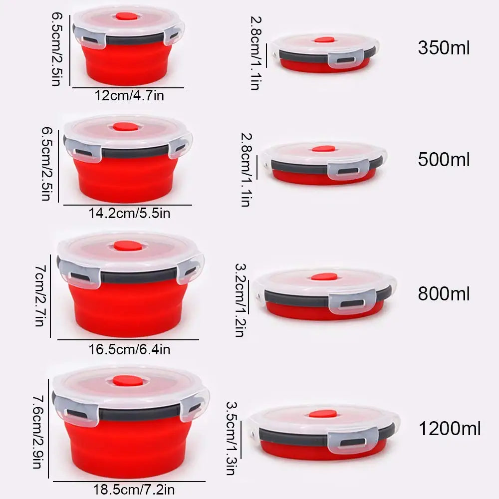 Round Silicone Folding Lunch Box – Portable Microwave Bowl