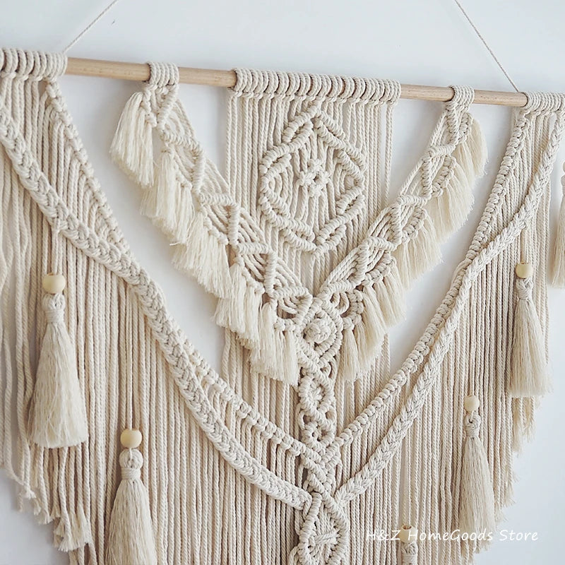 Transform Your Space with Nordic Bohemian Macrame Wall Hanging Tassel Tapestry