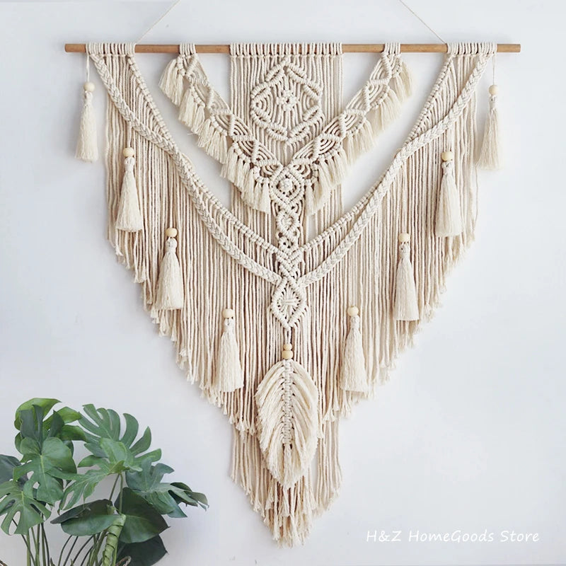 Transform Your Space with Nordic Bohemian Macrame Wall Hanging Tassel Tapestry