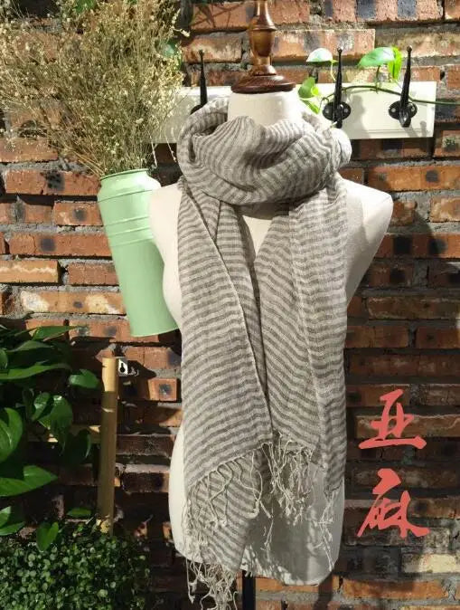 100% Linen Plaid Summer Scarf for Men & Women