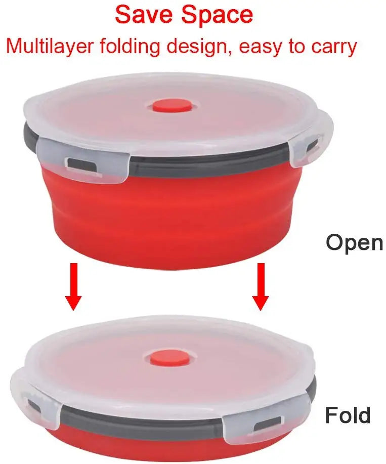 Round Silicone Folding Lunch Box – Portable Microwave Bowl