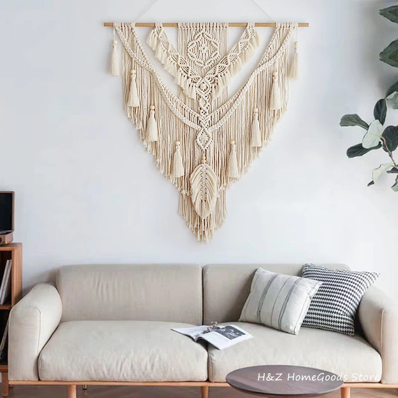 Transform Your Space with Nordic Bohemian Macrame Wall Hanging Tassel Tapestry