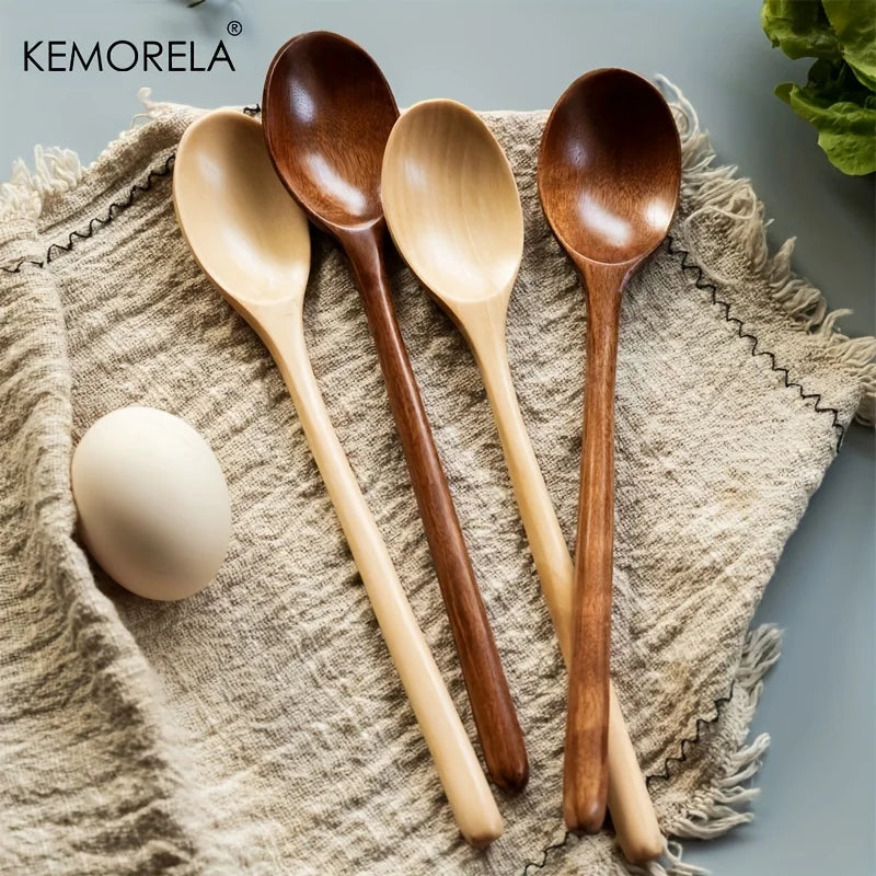 4PCS Korean-Style Wooden Spoons for Cooking & Serving