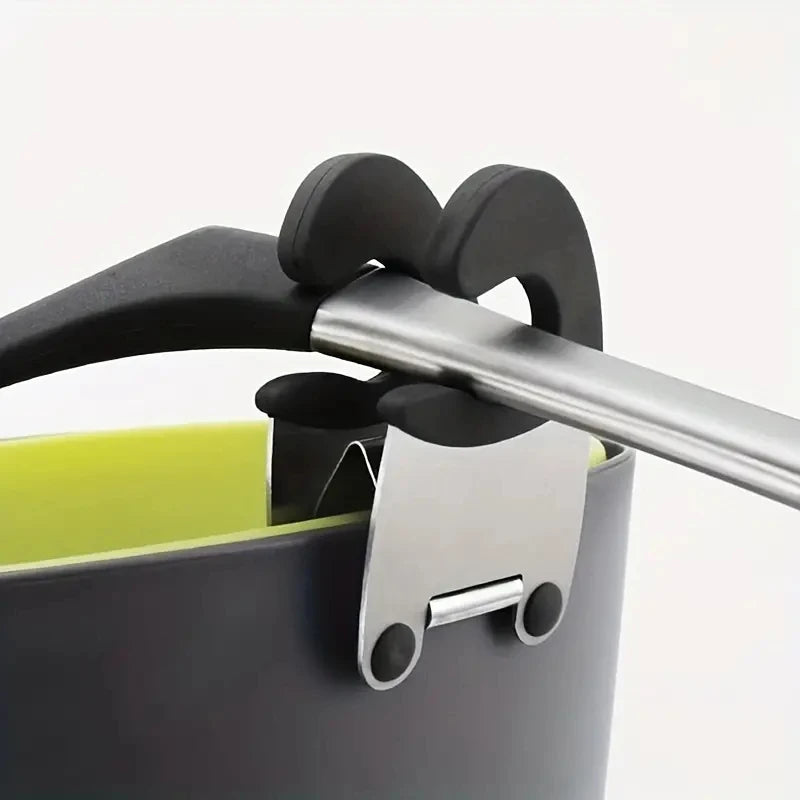 Stainless Steel Pot Spoon Holder – Silicone Grip Kitchen Clip