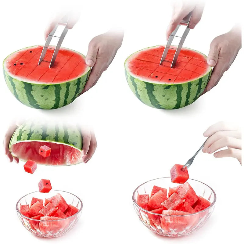 Stainless Steel Watermelon Cutter & Slicer – Safe Fruit Knife