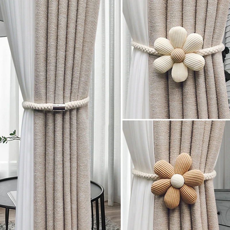 Flower Curtain Tieback – Elastic Magnetic Buckle for Home Decor