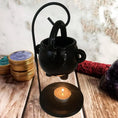 Load image into Gallery viewer, Hanging Cauldron Wax Burner – Witchcraft Candle & Aroma Diffuser
