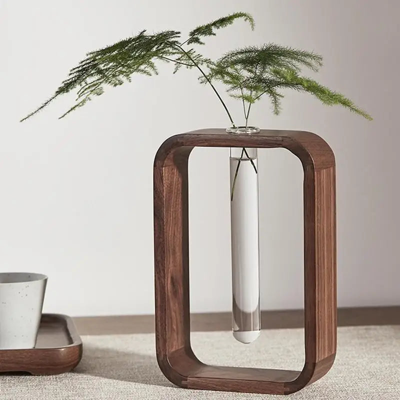 Enhance Your Decor with the Wooden Hydroponic Vases and Transparent Glass Test Tube