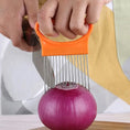 Load image into Gallery viewer, Colorful Onion Slicer – Stainless Steel Kitchen Holder
