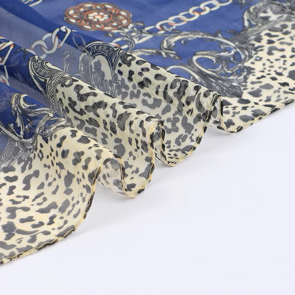 2024 Summer Leopard Print Chiffon Scarf & Headband Wraps