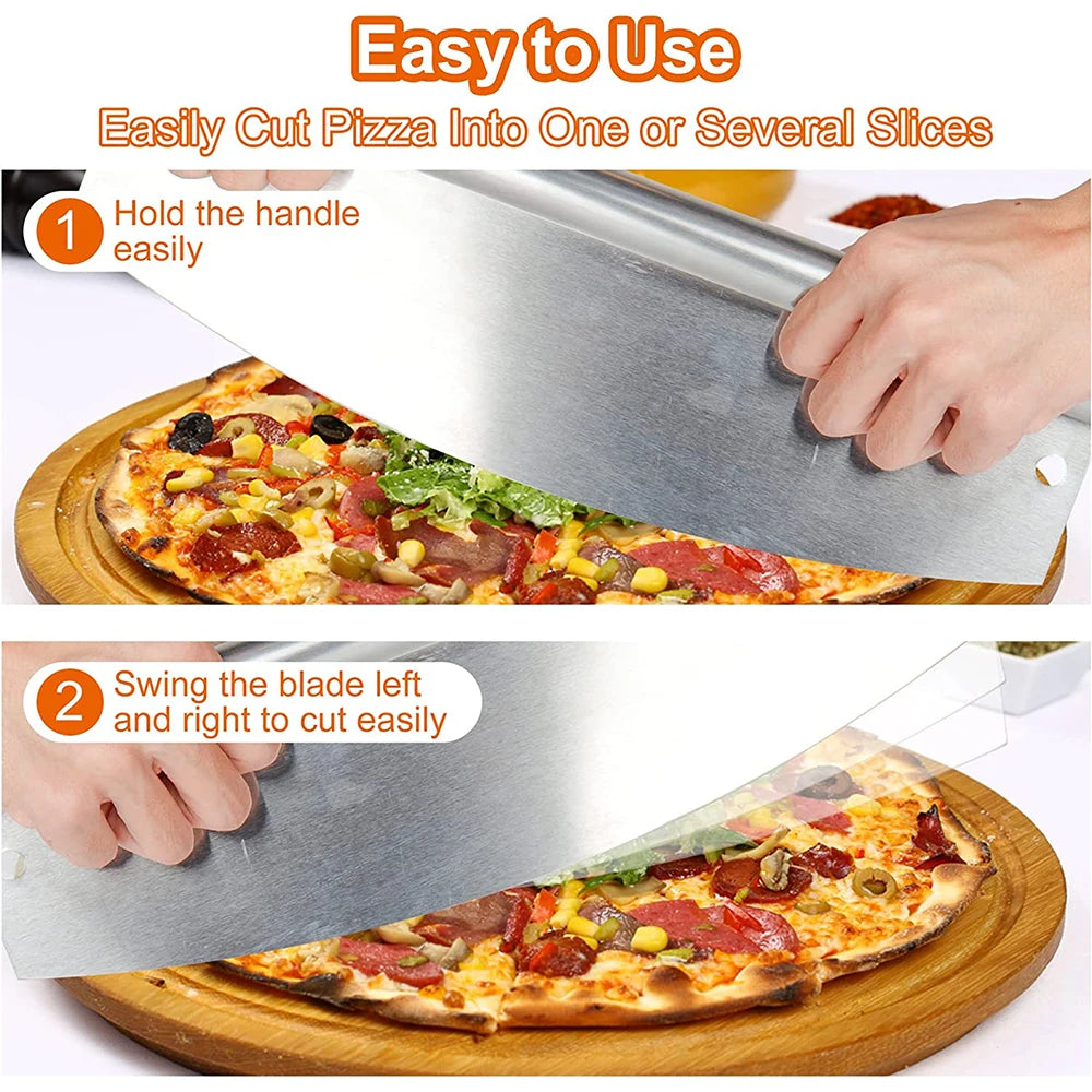 14-Inch Large Pizza Cutter – Sharp Rocker Blade Stainless Steel