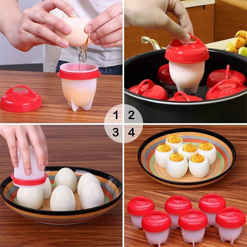 3/6pcs BPA-Free Silicone Egg Boiler Steamer Cups – Non-Stick Poacher