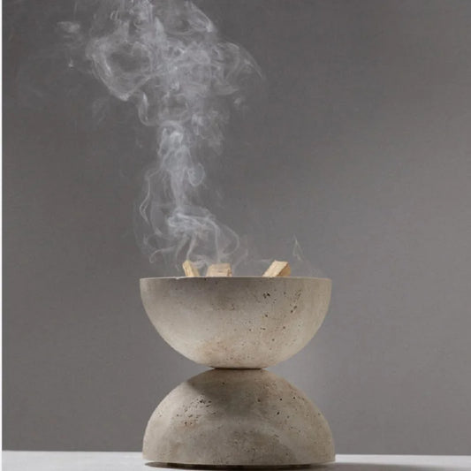 Elevate Your Space with the Beige Travertine Sphere Mubkhar Incense Burner