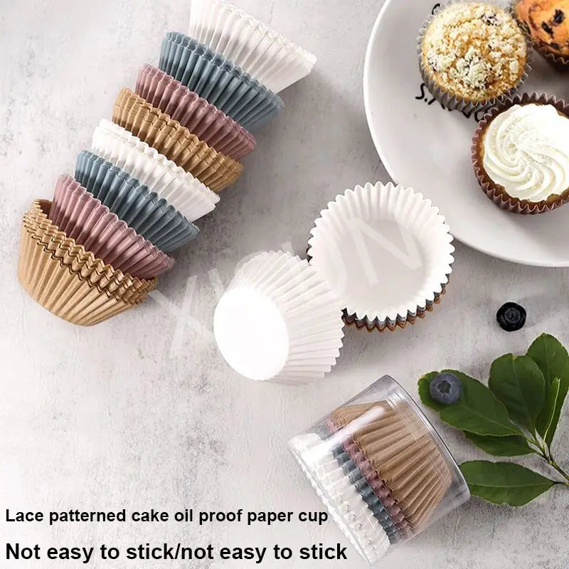 100PCS Food Grade Grease-Proof Cupcake Liners – Mini Paper Baking Cups