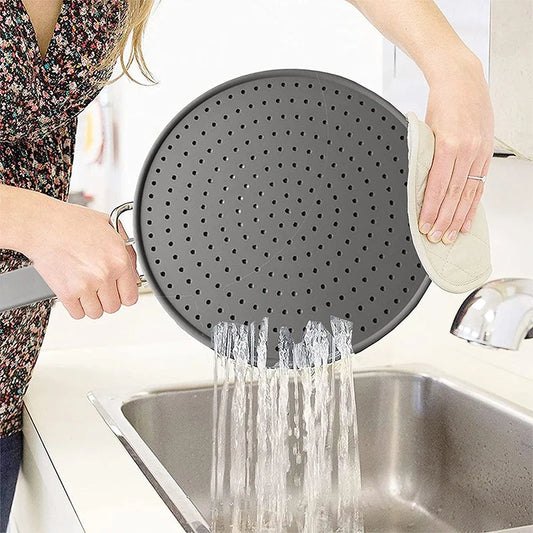 Silicone Splatter Screen with Handle – Heat-Resistant Oil Splash Guard