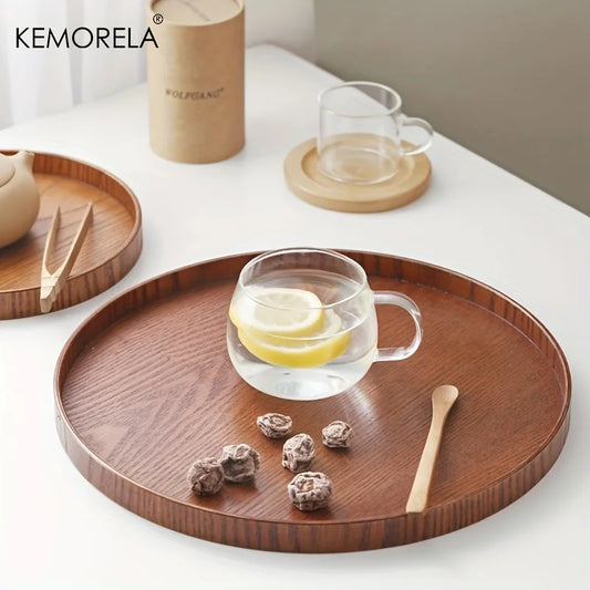 4-Size Round Acacia Wood Serving Tray Set