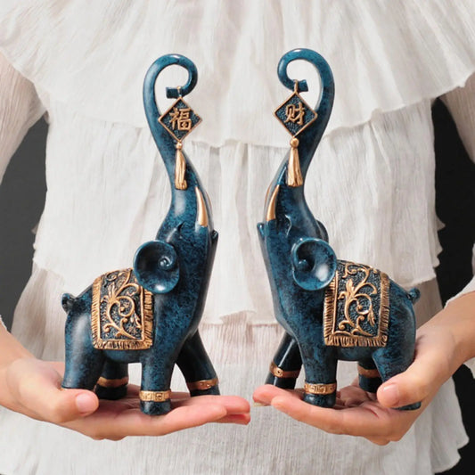 2Pcs Nordic Style Resin Elephant Statues Animal Sculpture Ornaments for Home Office Decoration Dorm Desktop Decor Birthday Gift