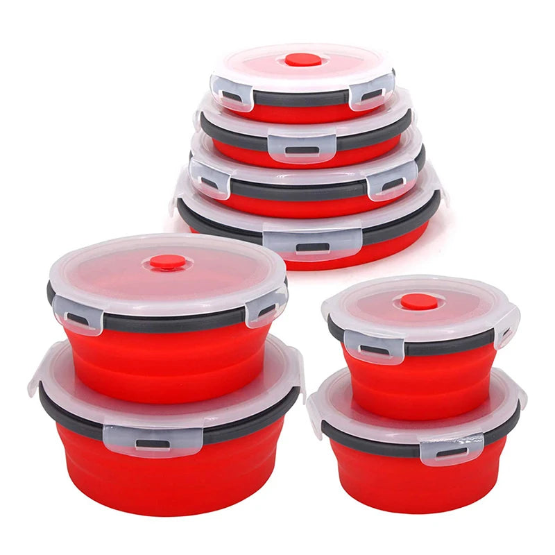 Round Silicone Folding Lunch Box – Portable Microwave Bowl