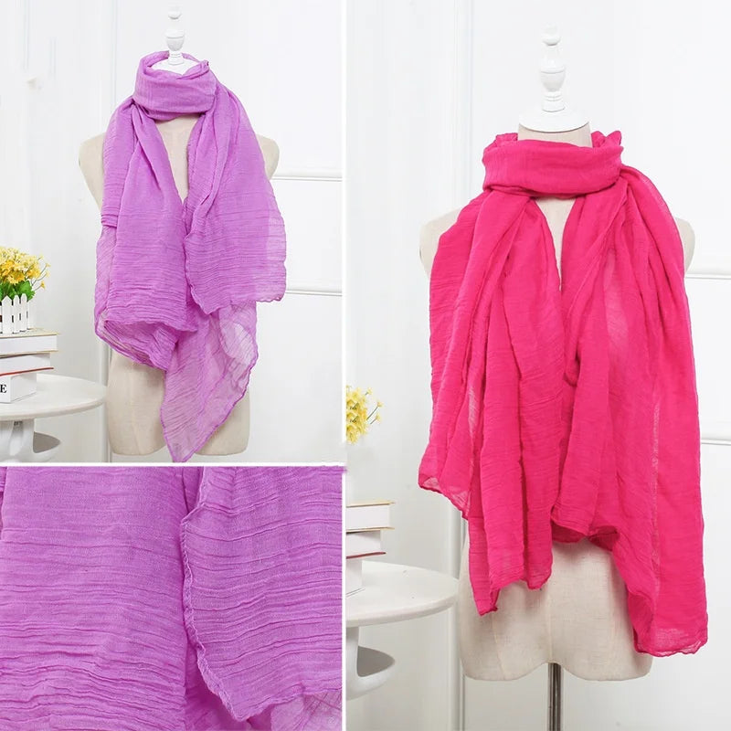 180x45 cm Cotton-Linen Candy Color Long Scarves Hijab