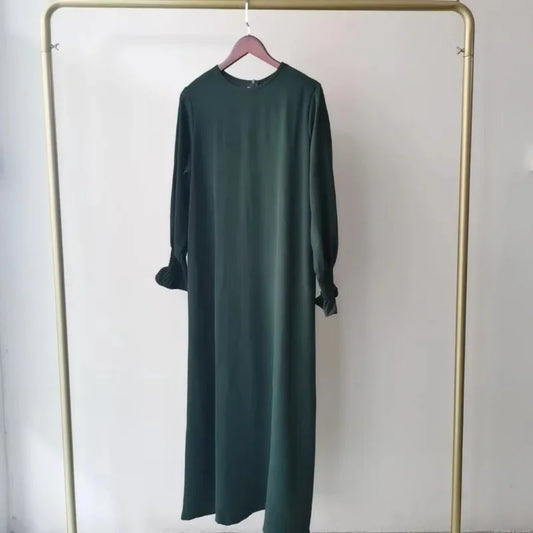 2023 Round Neck Solid Color Abaya Dress for Women