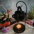 Load image into Gallery viewer, Hanging Cauldron Wax Burner – Witchcraft Candle & Aroma Diffuser
