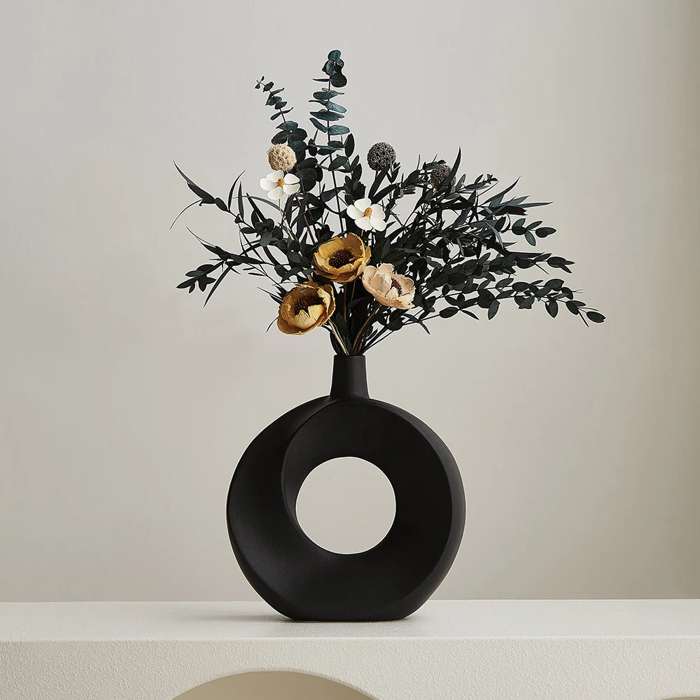 Elevate Your Decor with the Nordic Style Ceramic Donut Vase