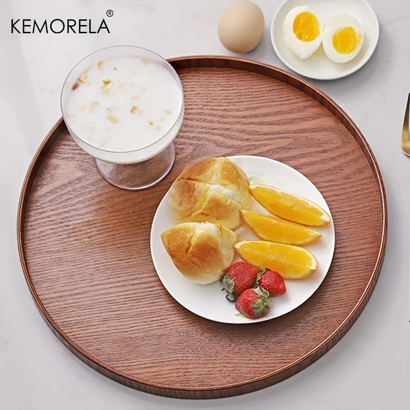 4-Size Round Acacia Wood Serving Tray Set