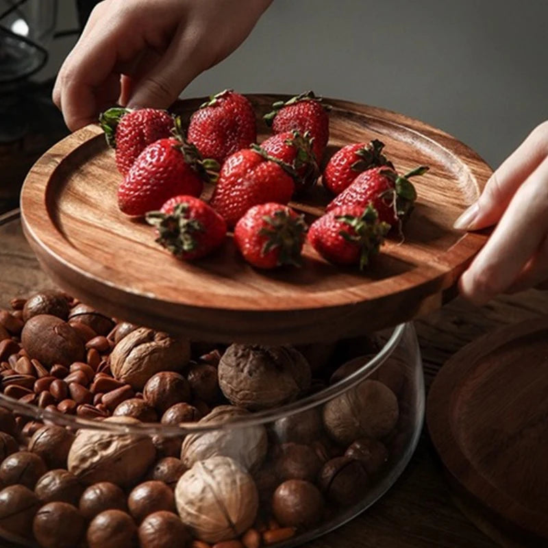 Glass Food Storage Containers with Wooden Lid