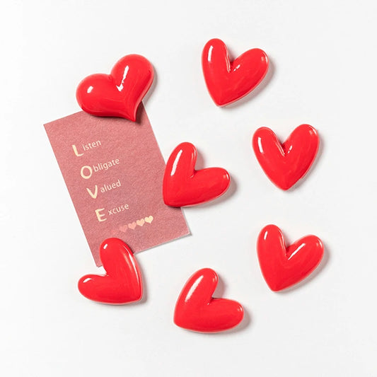 10PCS Cute Fridge Magnets Heart Magnetic Stickers Pink Photo Magnets Set Red Colorful Love Heart Refrigerator Sticker Home Decor